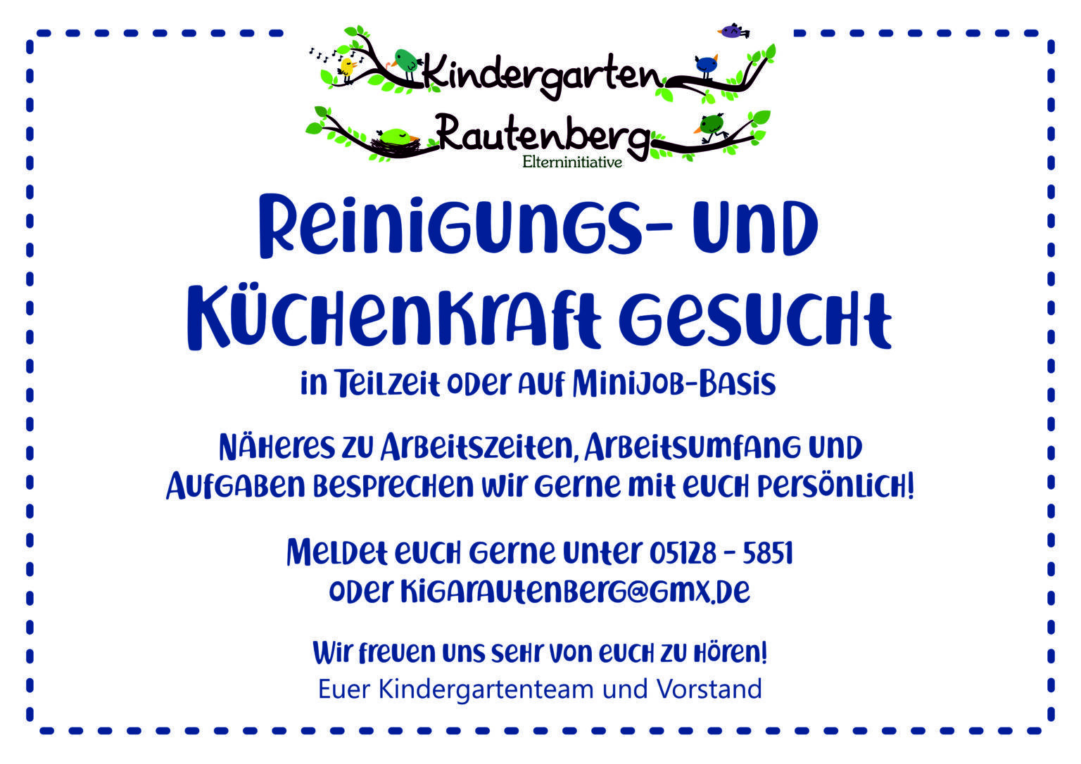 Aushang Suche Küchen- und Reinigungskraft
